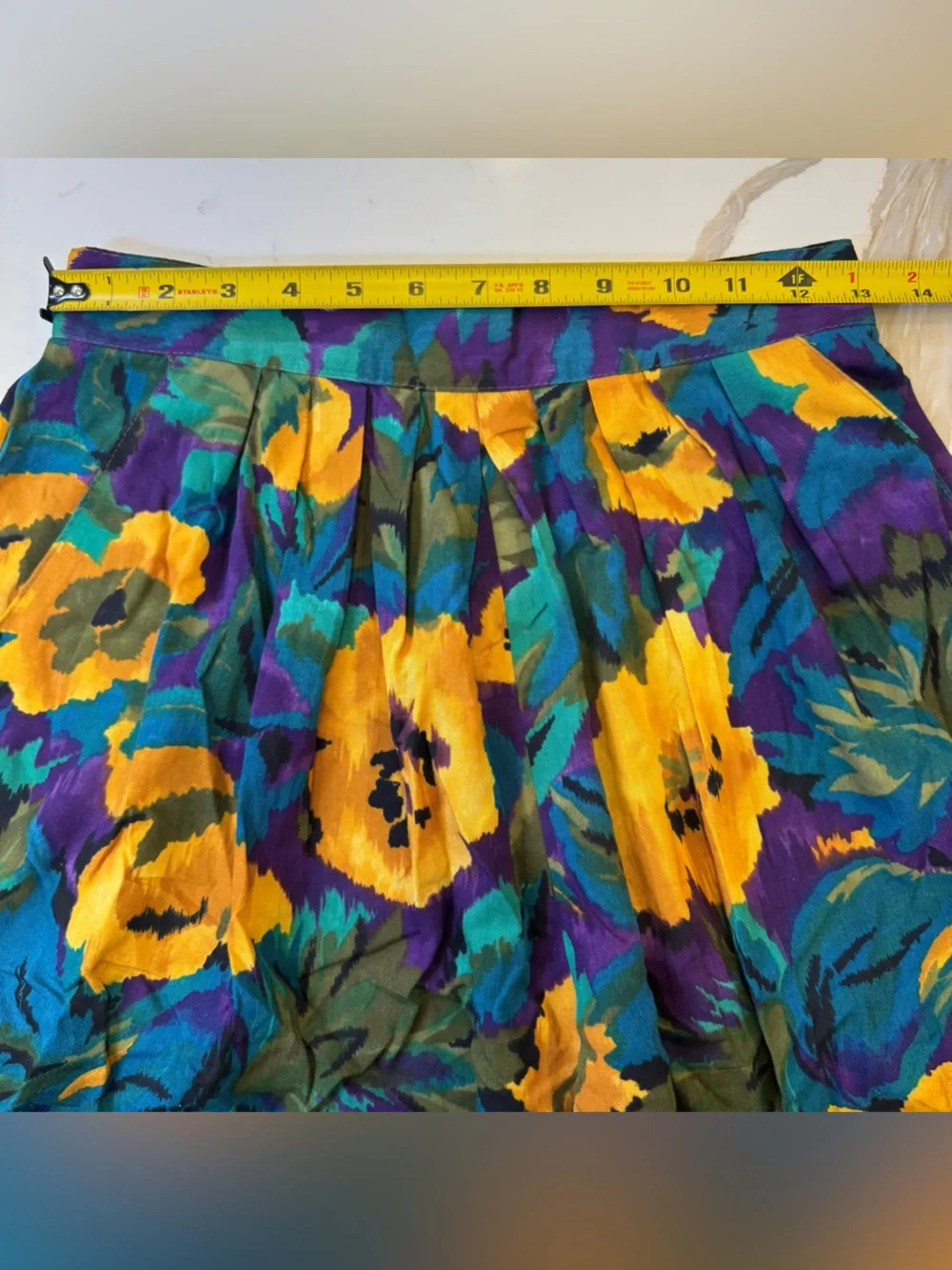 Vintage Floral Culotte Shorts M Knee Length Wide Leg Gaucho 80s 90s
